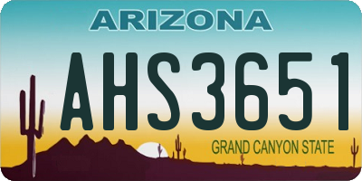 AZ license plate AHS3651