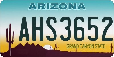 AZ license plate AHS3652