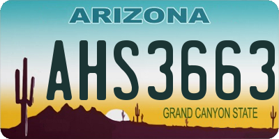 AZ license plate AHS3663
