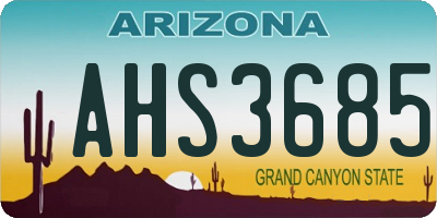 AZ license plate AHS3685