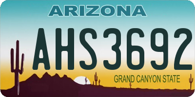 AZ license plate AHS3692