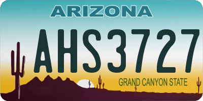 AZ license plate AHS3727
