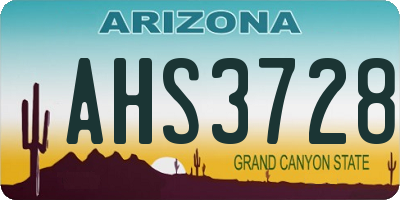 AZ license plate AHS3728
