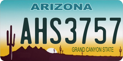 AZ license plate AHS3757