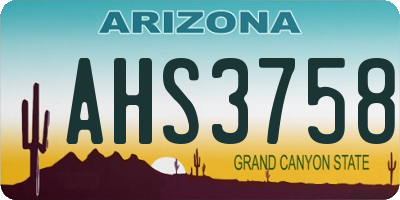 AZ license plate AHS3758