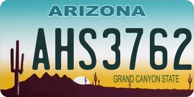 AZ license plate AHS3762