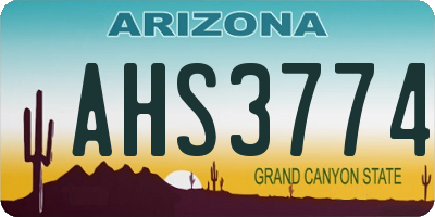 AZ license plate AHS3774