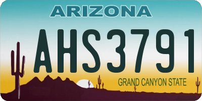 AZ license plate AHS3791