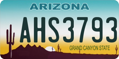 AZ license plate AHS3793