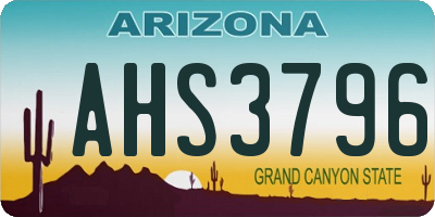 AZ license plate AHS3796