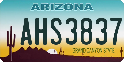 AZ license plate AHS3837