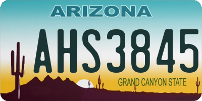 AZ license plate AHS3845