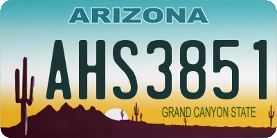 AZ license plate AHS3851