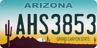 AZ license plate AHS3853