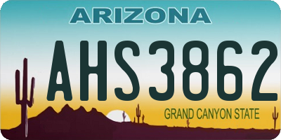 AZ license plate AHS3862