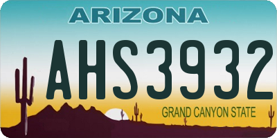 AZ license plate AHS3932