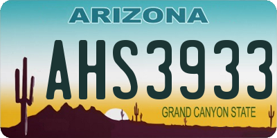 AZ license plate AHS3933