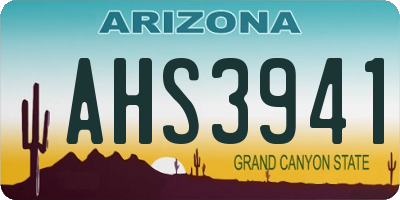 AZ license plate AHS3941