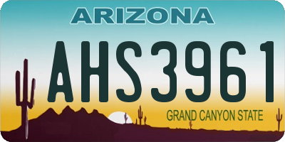 AZ license plate AHS3961