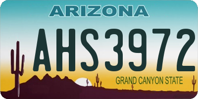 AZ license plate AHS3972