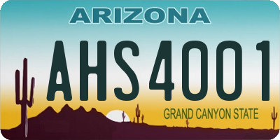 AZ license plate AHS4001