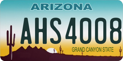AZ license plate AHS4008