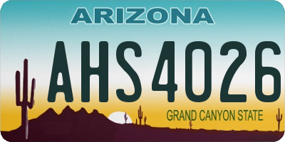 AZ license plate AHS4026