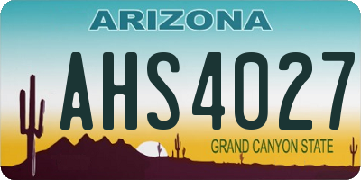 AZ license plate AHS4027