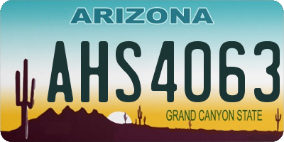 AZ license plate AHS4063