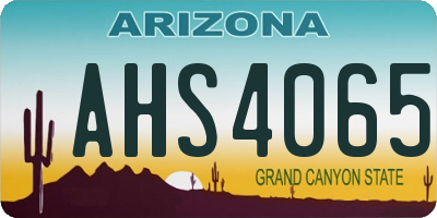 AZ license plate AHS4065