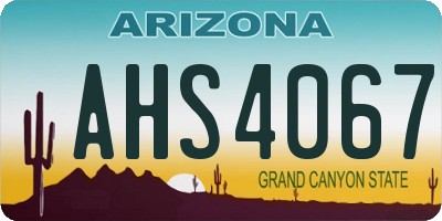 AZ license plate AHS4067