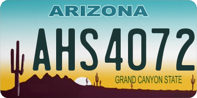 AZ license plate AHS4072