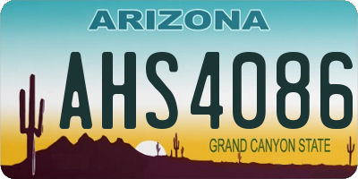 AZ license plate AHS4086