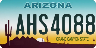 AZ license plate AHS4088