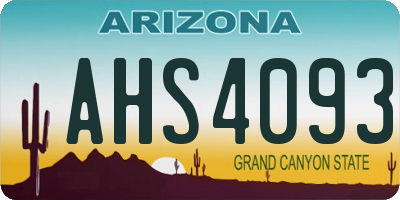 AZ license plate AHS4093