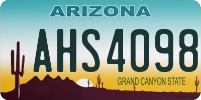 AZ license plate AHS4098