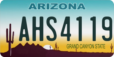 AZ license plate AHS4119