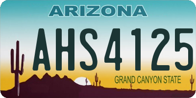 AZ license plate AHS4125