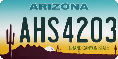 AZ license plate AHS4203