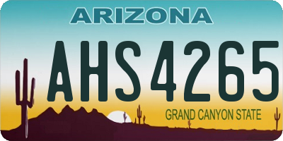 AZ license plate AHS4265