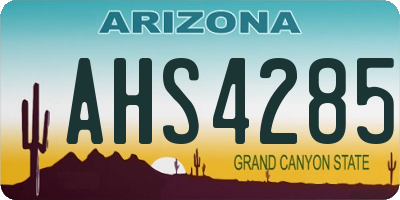 AZ license plate AHS4285