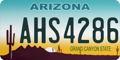 AZ license plate AHS4286