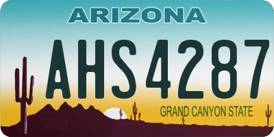 AZ license plate AHS4287