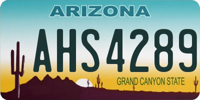 AZ license plate AHS4289