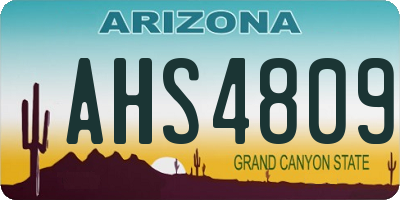 AZ license plate AHS4809