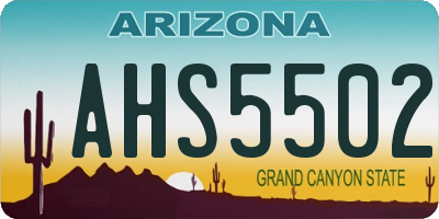 AZ license plate AHS5502