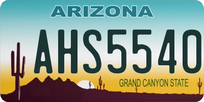 AZ license plate AHS5540