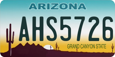 AZ license plate AHS5726