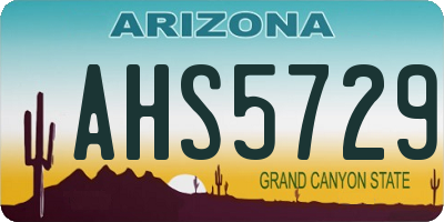 AZ license plate AHS5729