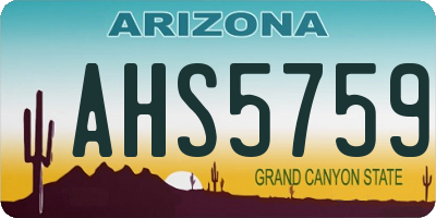 AZ license plate AHS5759